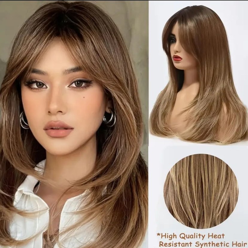 Koyu kumral ombreli peruk - Görsel 2