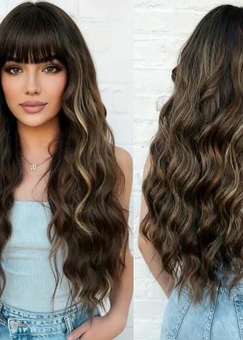 Koyu kahve rofleli peruk - Görsel 3