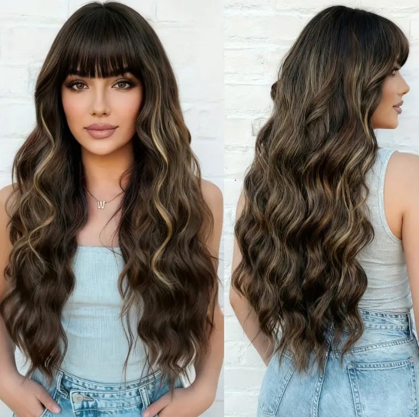 Koyu kahve rofleli peruk - Görsel 3