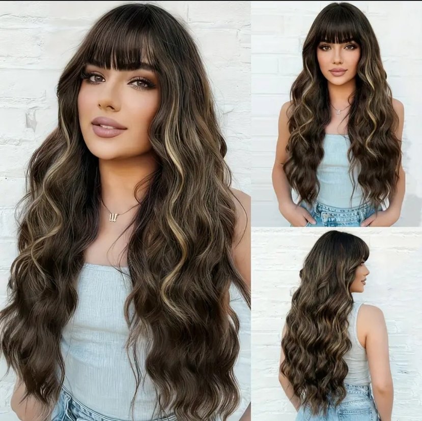 Koyu kahve rofleli peruk - Görsel 2