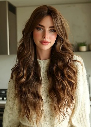 Kizil karamel yansımali dalgali peruk - Görsel 3