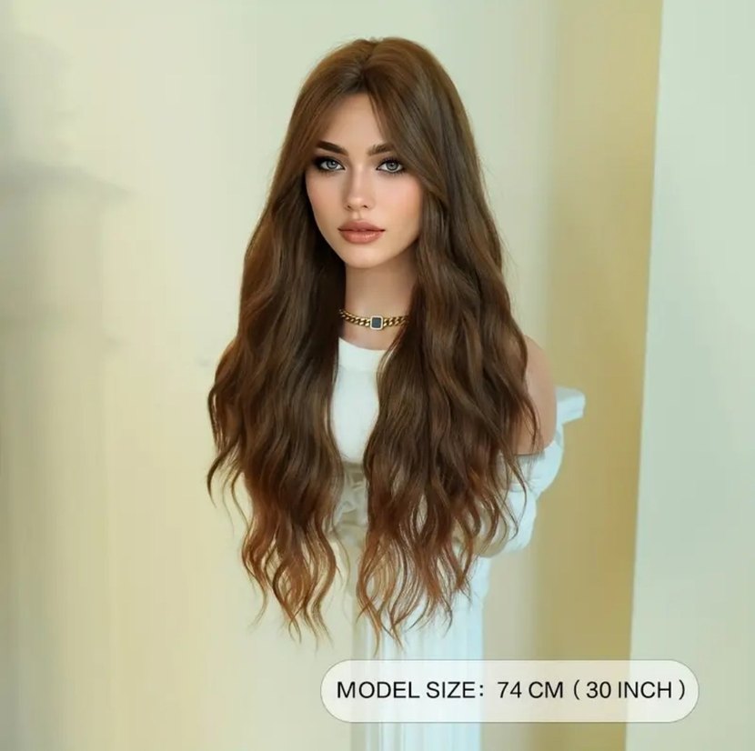 Kizil karamel yansımali dalgali peruk - Görsel 5