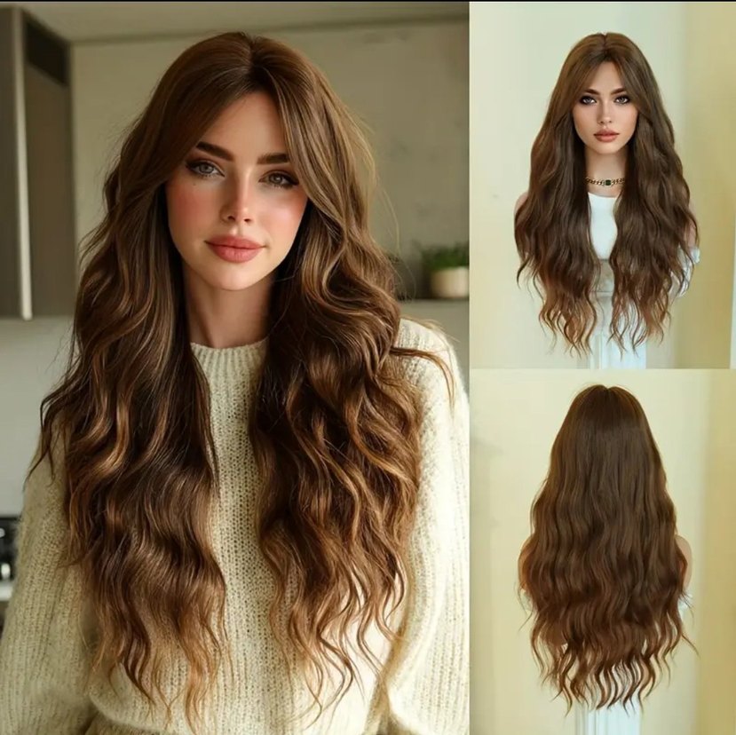 Kizil karamel yansımali dalgali peruk - Görsel 2