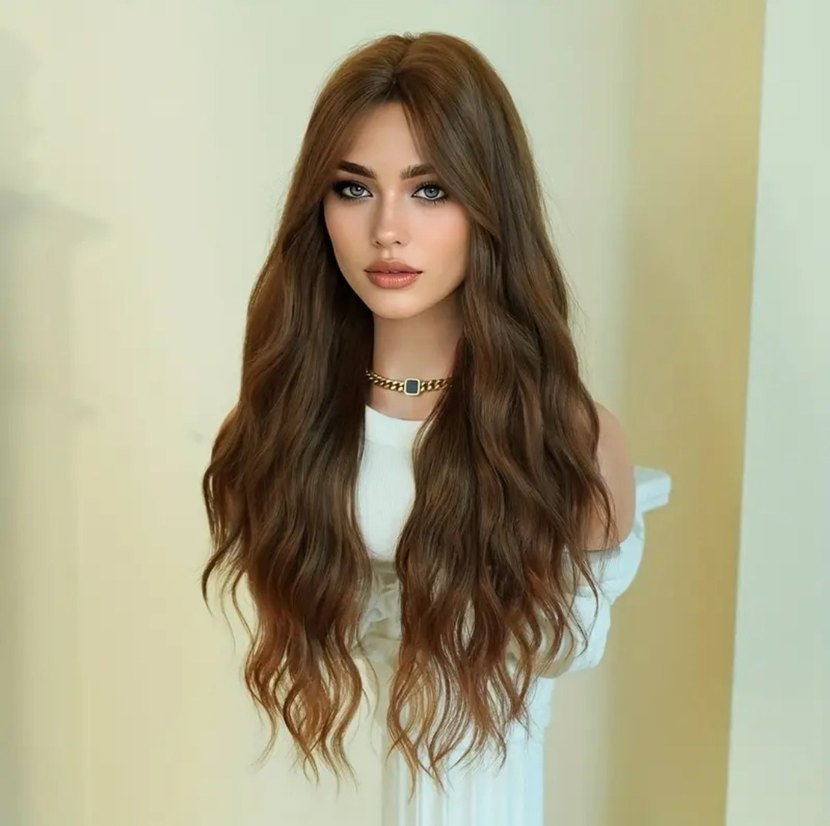 Kizil karamel yansımali dalgali peruk - Görsel 4