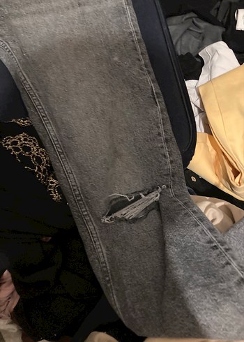 Zara Gri Regular Fit Denim Kadın Pantolon