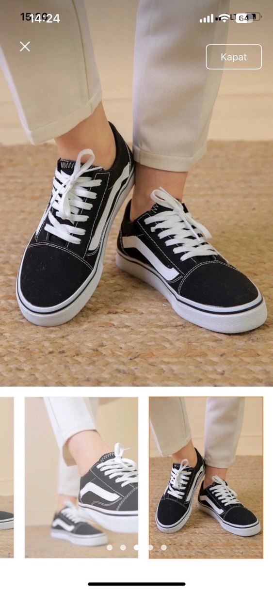 Beyaz Detaylı Siyah Kadın Spor Ayakkabı - Görsel 2