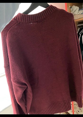 Bordo Örgü Kadın Yün Kazak - Görsel 6