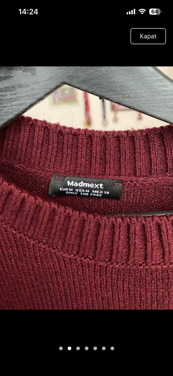 Bordo Örgü Kadın Yün Kazak - Görsel 2