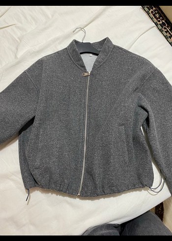 Gri Fermuarlı Midi Kot Ceket - Görsel 5