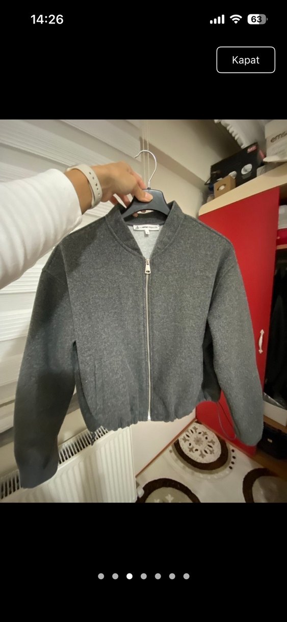 Gri Fermuarlı Midi Kot Ceket - Görsel 4