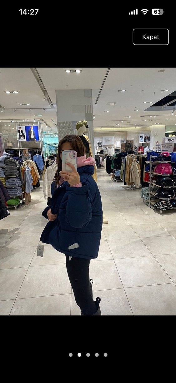 Koyu Mavi Kadın Kısa Denim Kış Ceketi - Görsel 2