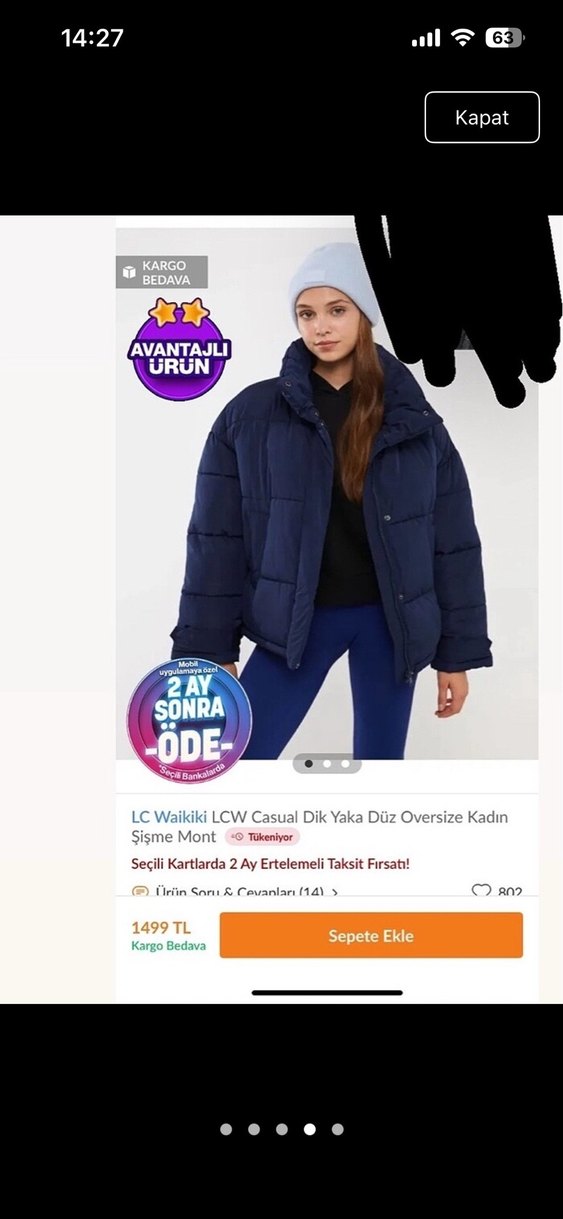 Koyu Mavi Kadın Kısa Denim Kış Ceketi - Görsel 4