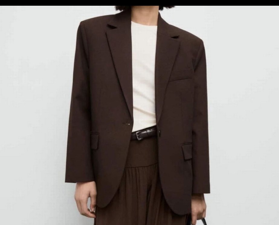 Kahverengi Süet Düğmeli Kadın Blazer Ceket - Görsel 2