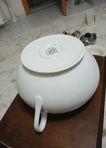 Çiçek Desenli Beyaz Porselen Çorba Tenceresi - Görsel 4