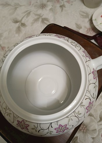 Çiçek Desenli Beyaz Porselen Çorba Tenceresi - Görsel 3