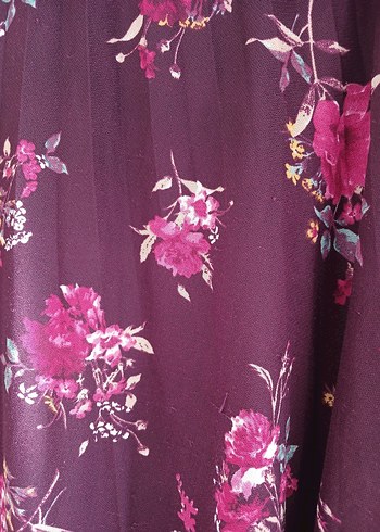 Mor Çiçek Desenli Uzun Etek - Görsel 2