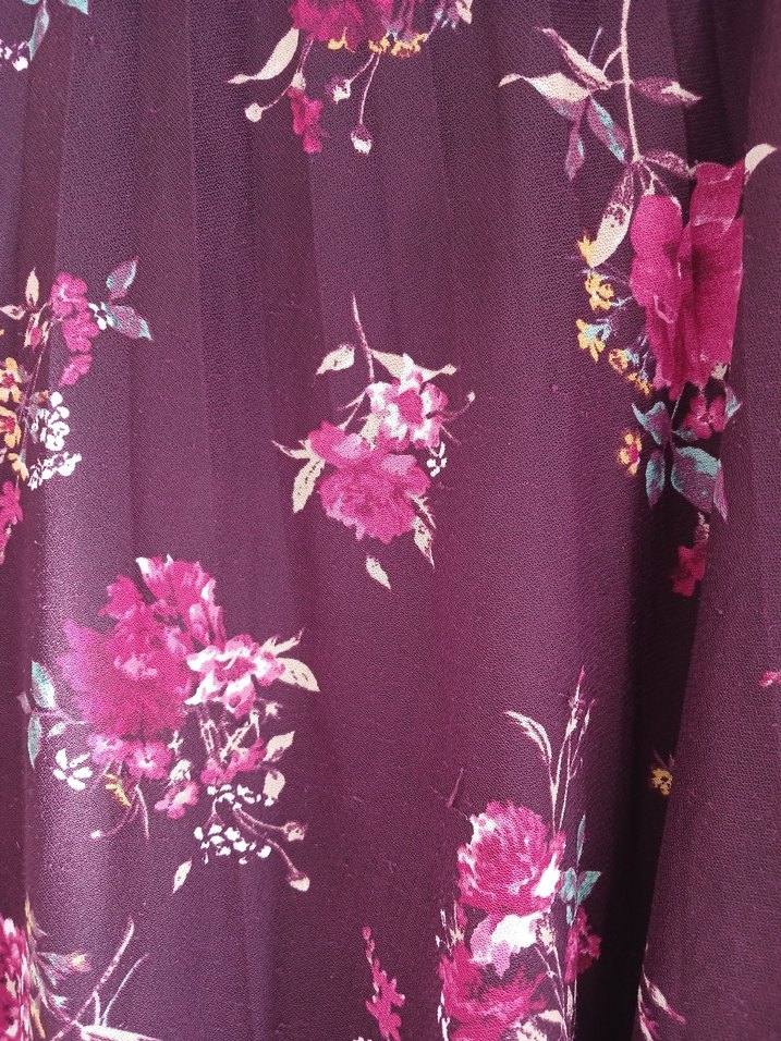 Mor Çiçek Desenli Uzun  Etek - Görsel 2