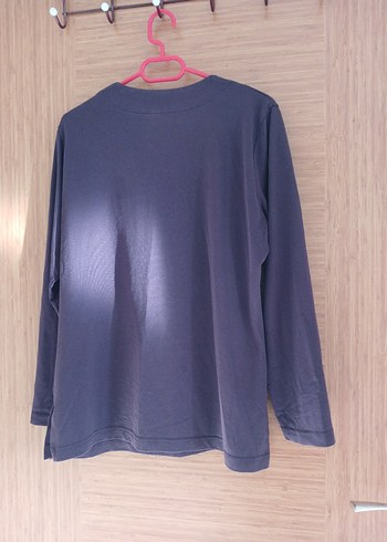 Mor Nakışlı V Yaka Uzun Kollu Bluz - Görsel 2