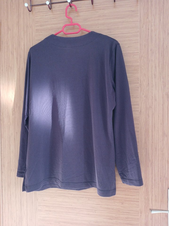 Mor Nakışlı V Yaka Uzun Kollu Bluz - Görsel 2