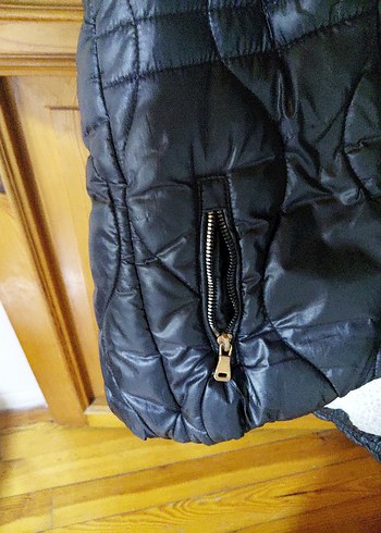 7 Yaş Beden siyah Renk Kız Çocuk Siyah Kürklü Street Wear Mont