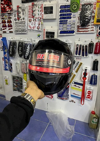 Beyaz Baskılı Motosiklet Kaskı - Görsel 6