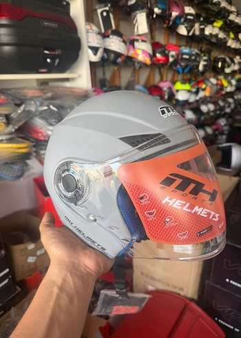 Gri Parlak Biker Motokros Kaskı - Görsel 2