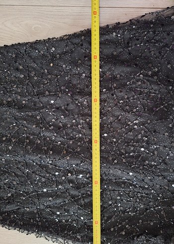 Siyah pullu taş boncuklu Uzun Drapeli Gece Elbisesi - Görsel 12