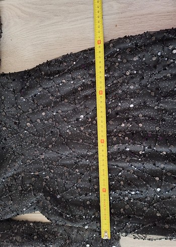 Siyah pullu taş boncuklu Uzun Drapeli Gece Elbisesi - Görsel 11