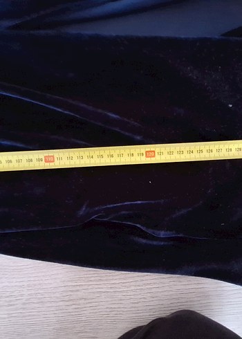 Lacivert Kadife Uzun V Yaka Elbise - Görsel 11