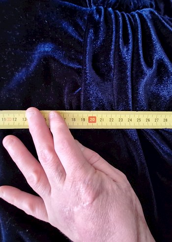 Lacivert Kadife Uzun V Yaka Elbise - Görsel 13