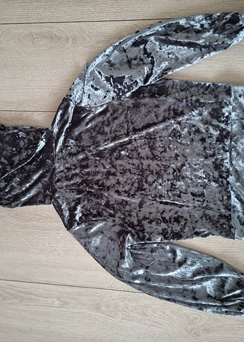 yeşil kadife parlak kapşonlu - Görsel 2