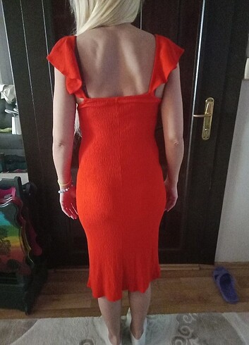 s Beden turuncu Renk Zara likrali elbise 