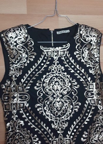 Dantel Detaylı Siyah Abiye Midi Elbise - Görsel 2