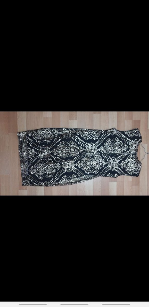 Dantel Detaylı Siyah Abiye Midi Elbise - Görsel 3