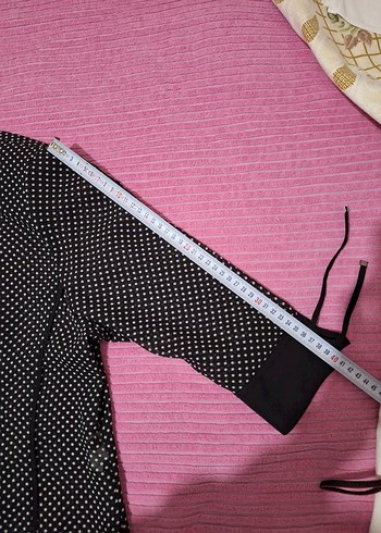 Siyah Puantiyeli Kadın Uzun Kollu Şifon Gömlek - Görsel 4