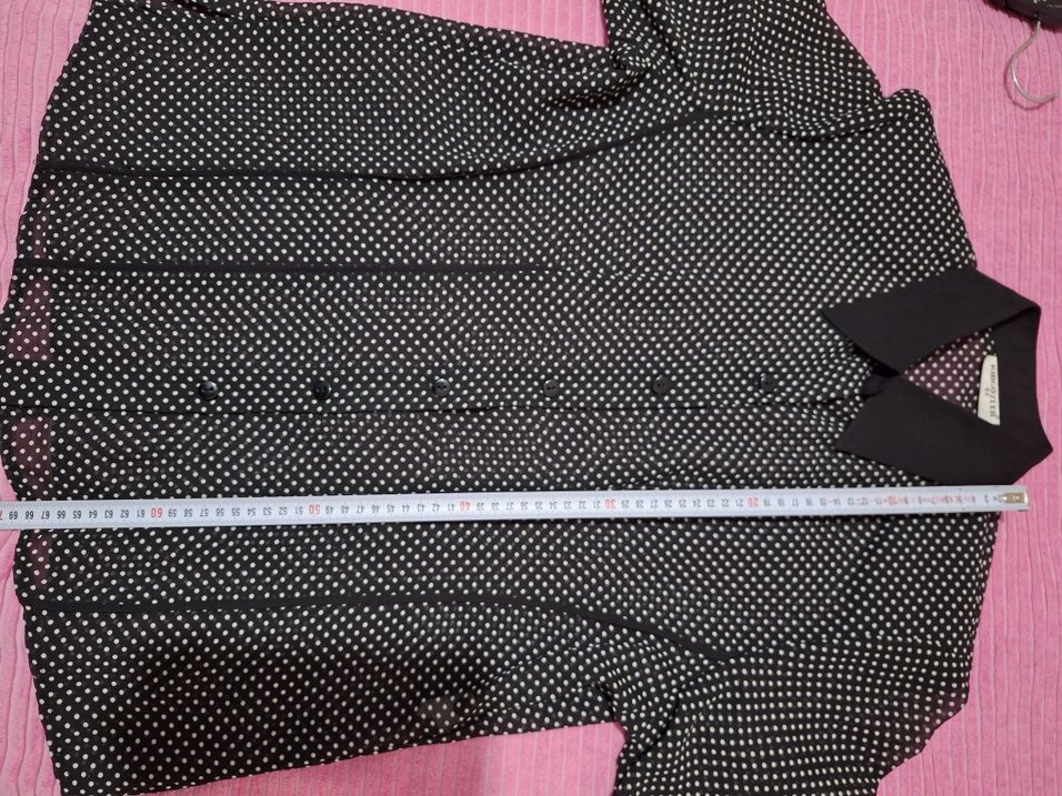 Siyah Puantiyeli Kadın Uzun Kollu Şifon Gömlek - Görsel 3