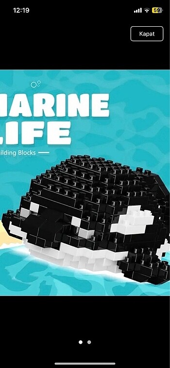  Beden 3 adet kutusuz lego: penguen, köpek balığı, orka