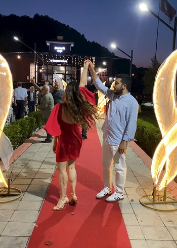 36 Beden Kırmızı Mini Düğün Elbisesi