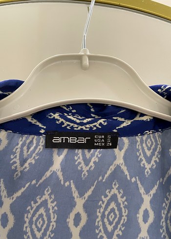 Koyu Mavi Desenli Kadın Gömlek - Görsel 3