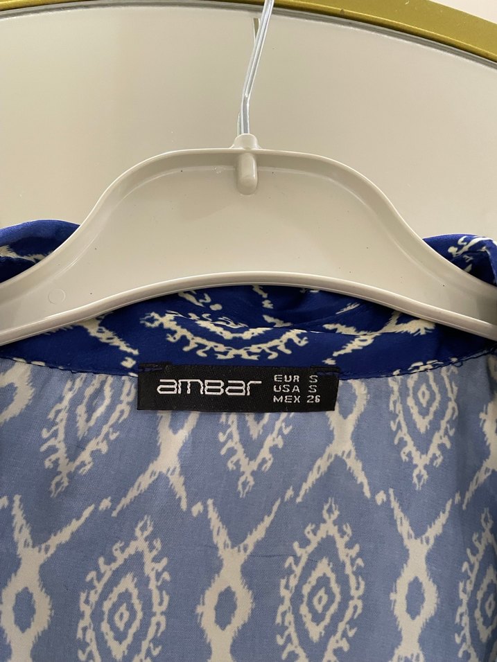 Koyu Mavi Desenli Kadın Gömlek - Görsel 3