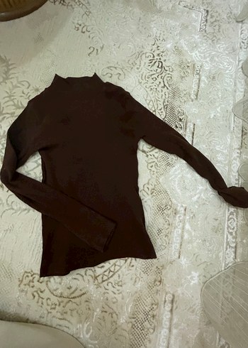 Kahverengi Yarım Balıkçı Yaka Kadın Kazak - Görsel 2