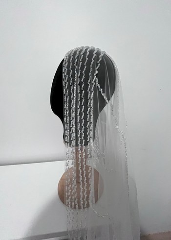 Gri İşlemeli Drape Gelin Duvağı - Görsel 4