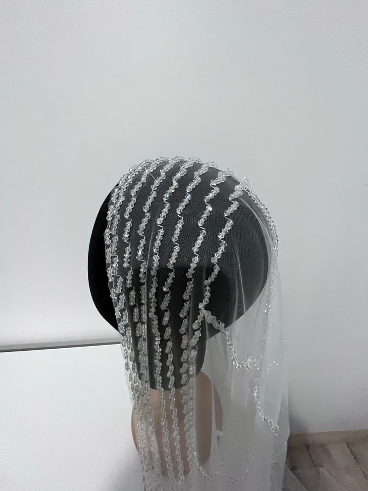 Gri İşlemeli Drape Gelin Duvağı - Görsel 2