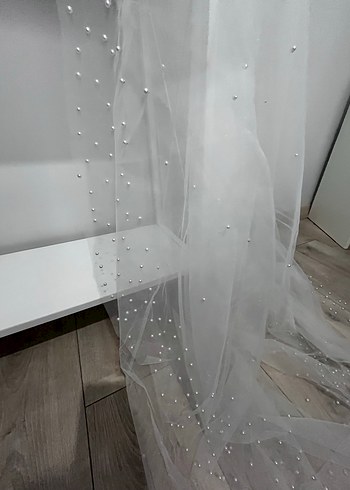 İnci Detaylı Drape Gelin Duvağı - Görsel 7