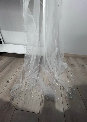İnci Detaylı Drape Gelin Duvağı - Görsel 4