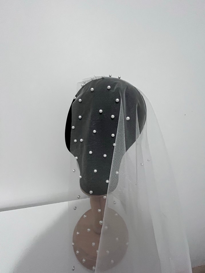 İnci Detaylı Drape Gelin Duvağı - Görsel 2