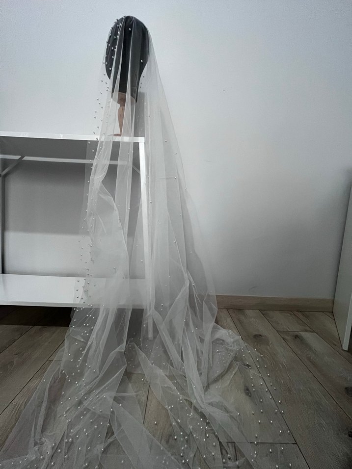 İnci Detaylı Drape Gelin Duvağı - Görsel 3