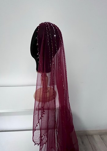 Bordo Drapeli Düğün Aksesuarı - Görsel 3