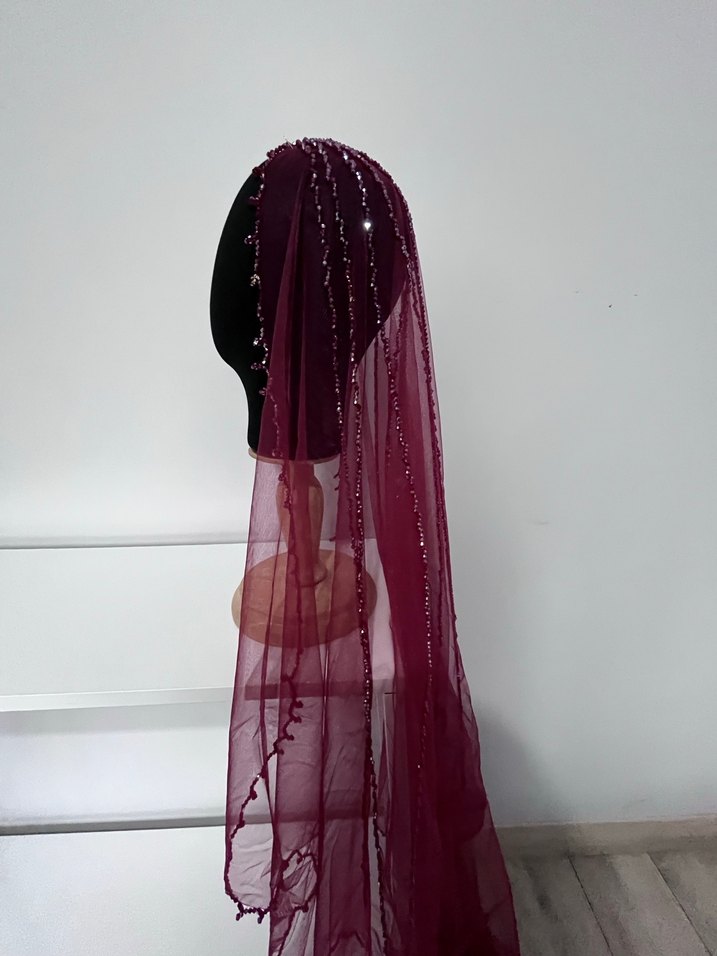 Bordo Drapeli Düğün Aksesuarı - Görsel 3