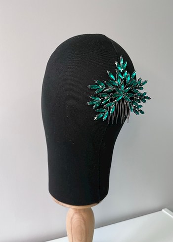 Turkuaz Cam Boncuklu Avant-Garde Saç Tokası - Görsel 2